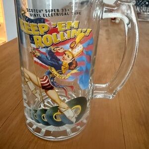 Vintage Keep 'Em Rollin' Glass Mug